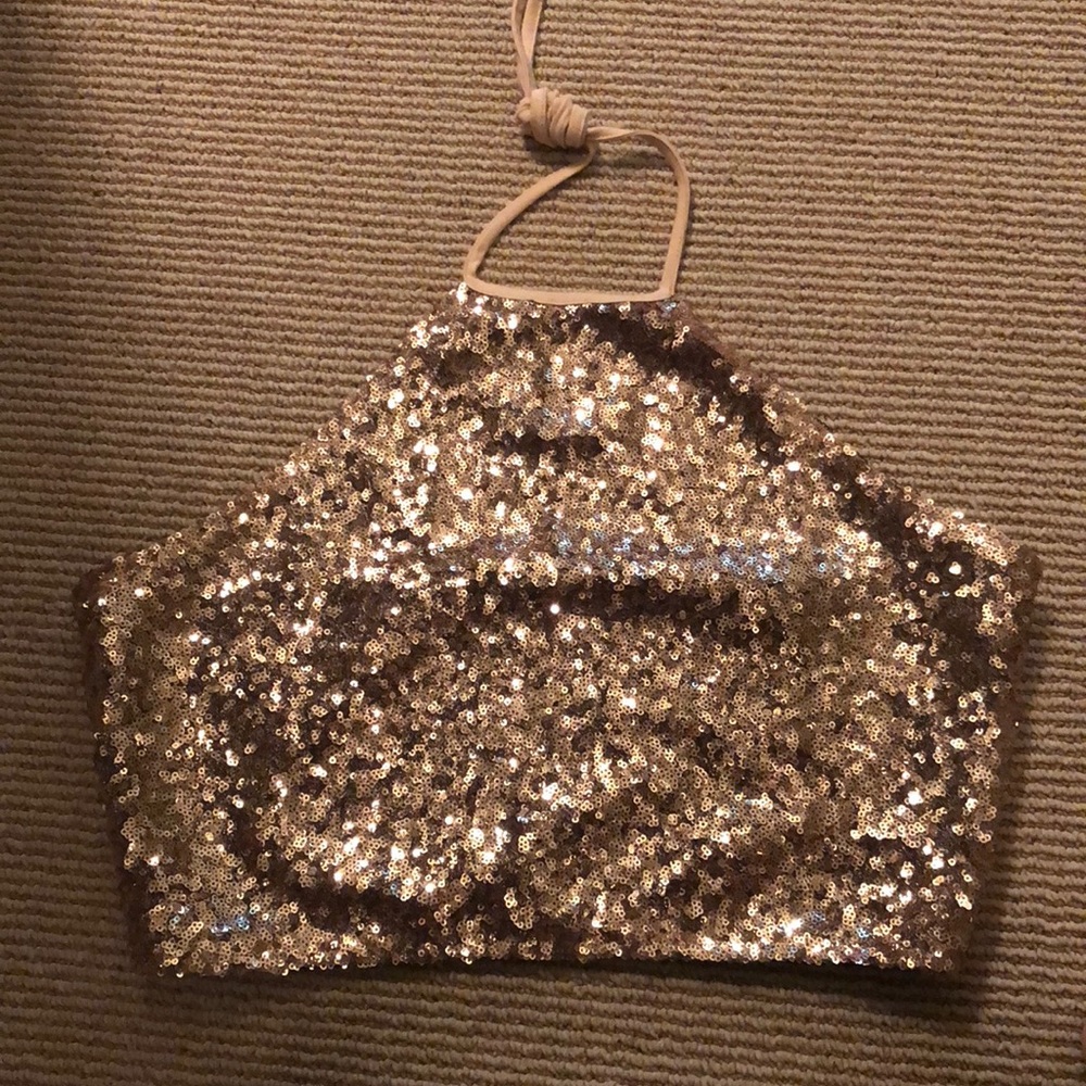 sequined halter top